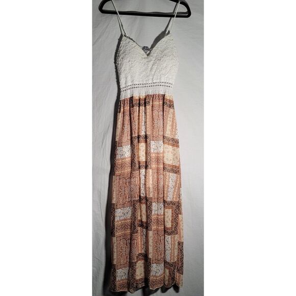 J for Justify Summer w/White Lace Maxi Dress Women's Size Large - Picture 1 of 6